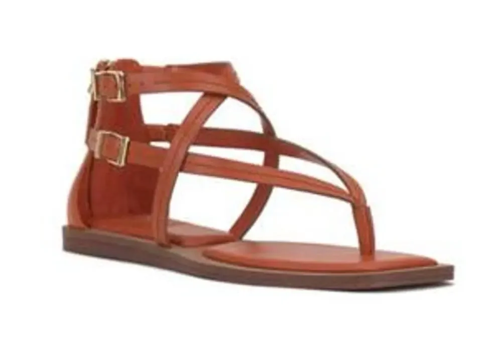 Vince Camuto Womens Brenndie Gladiator Sandals Size 6 M Orange Leather NIB